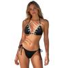 2Pcs/Set Bikini Set for Women, Sexy Lace-Up Halter Bra with Shell Decoration, Lace-up Swimming Bottoms, Beachwear Summer Accessories