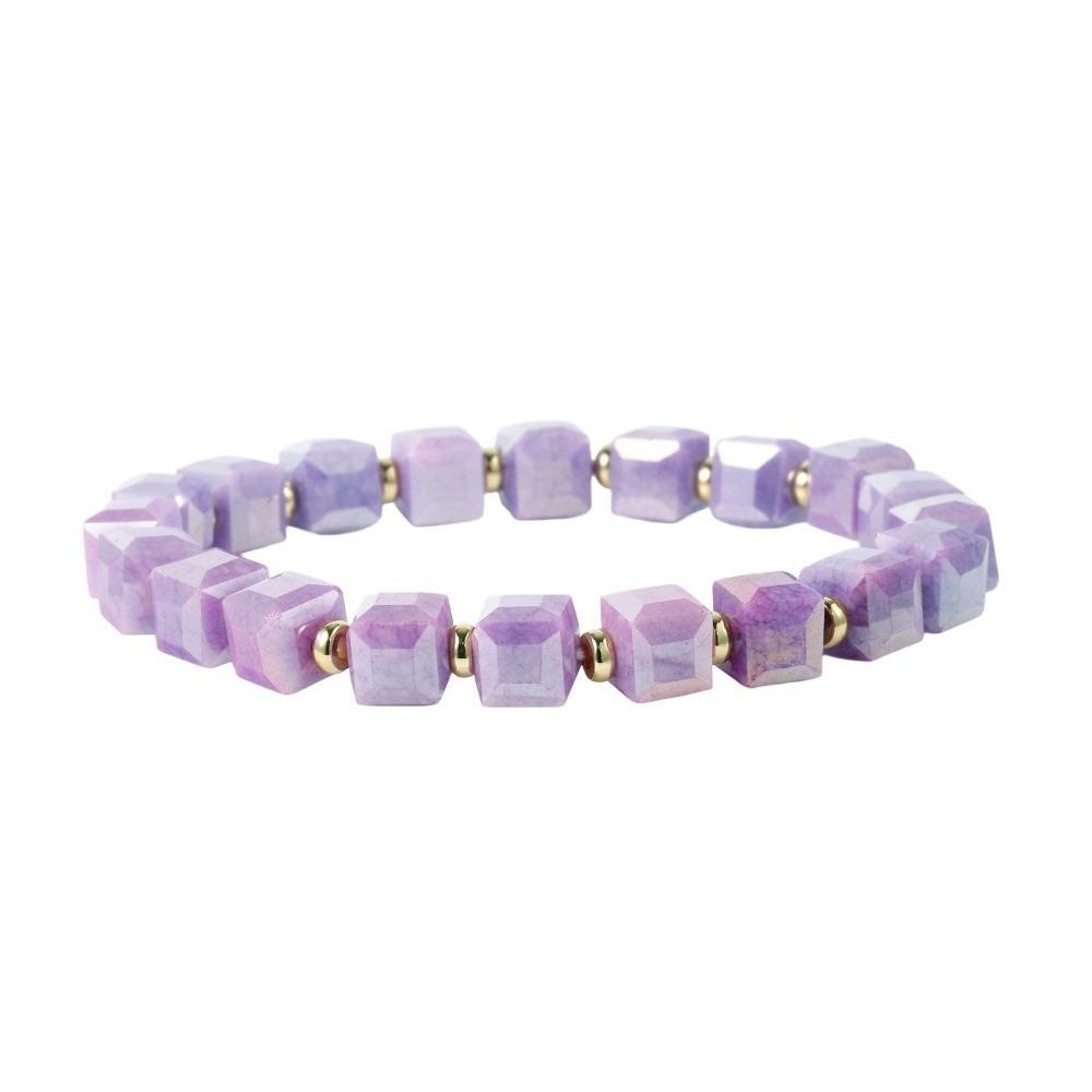 Elegant Small Sugar Cubes Bracelets Glossy Colorful Hand Chains Simple Crystal Glass Chain  Girls
