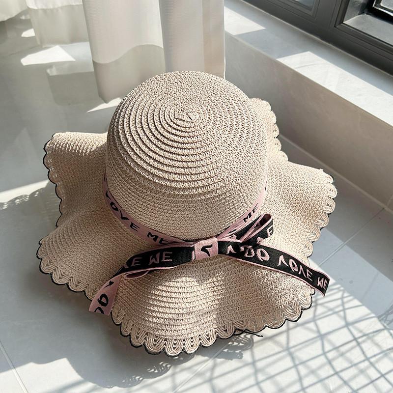 Stylish Big Brimmed Straw Hat With Bow Perfect For Summer Travel And Vacation