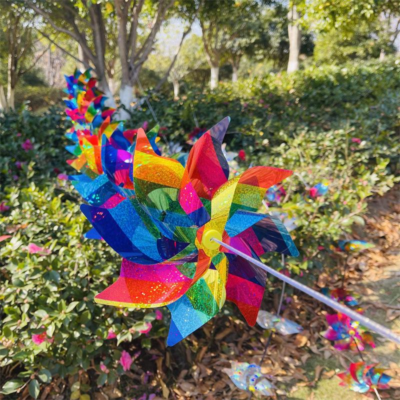 Eight-Leaf Laser Color-Changing Windmill String with Steel Wire Rope for Outdoor Hanging Decoration in Scenic Spots and Shopping Malls
