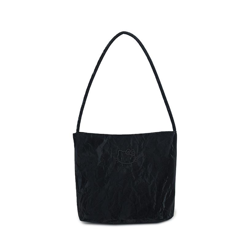 Cute Cartoon KT Embroidery Shoulder Bag Korean Chic Small Handbag Minimalist Commuter Purse for Women чёрный