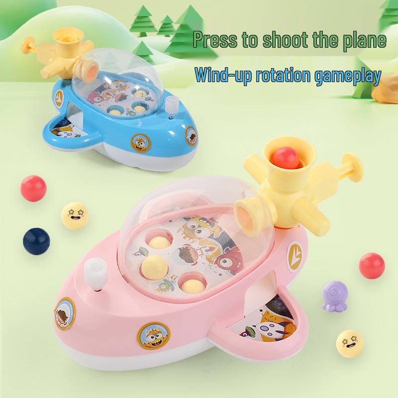 

Kids Mini Airplane Pinball Educational Table Game with Wind-Up Ejector & Whac-A-Mole Toy
