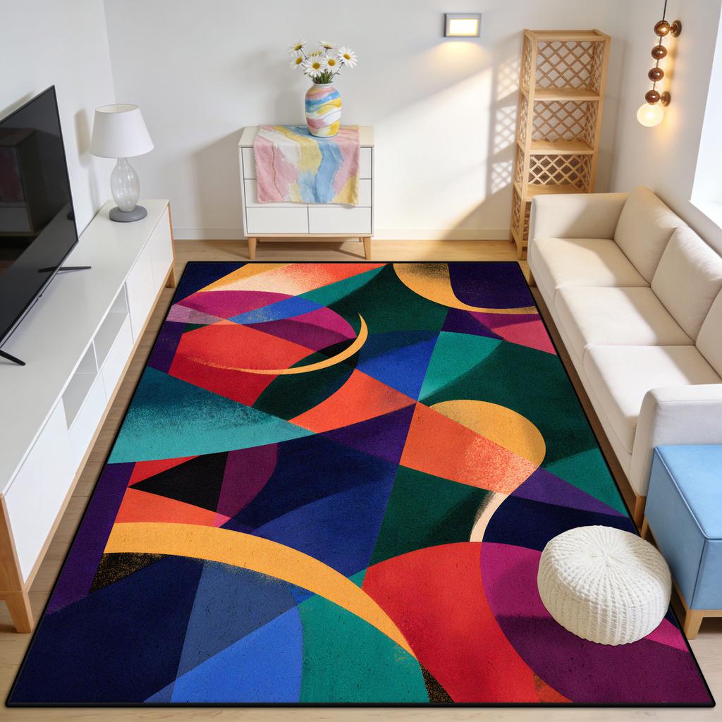 Modern Abstract Art Easy Clean Fluffy Carpet Decoration Bedroom Living Room Soft Cute Rug Antiskid Short Velvet Large Floor Mat