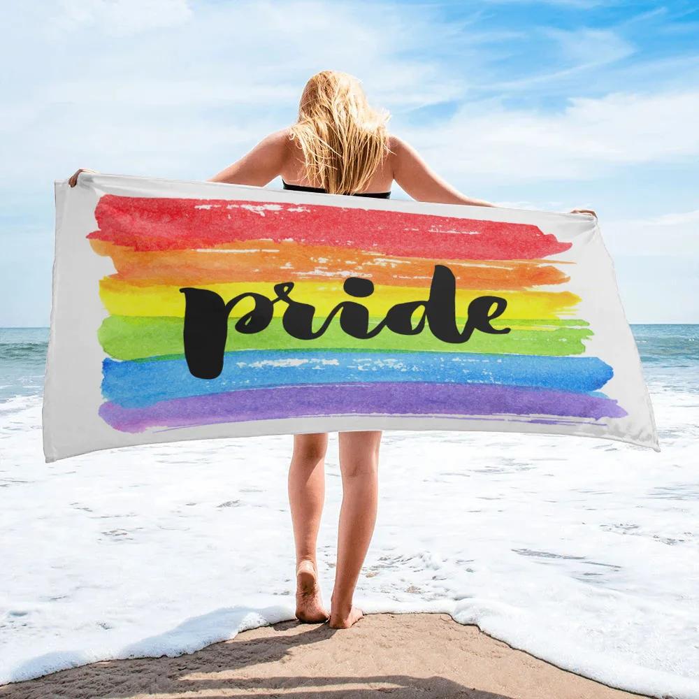 

Rainbow Stripes Beach Towel Luxury Quick-dry Microfiber Pride Bath Towel Yoga Mat Sand Free Camping Travel Sport Swimming Towels W30*H60(CM)