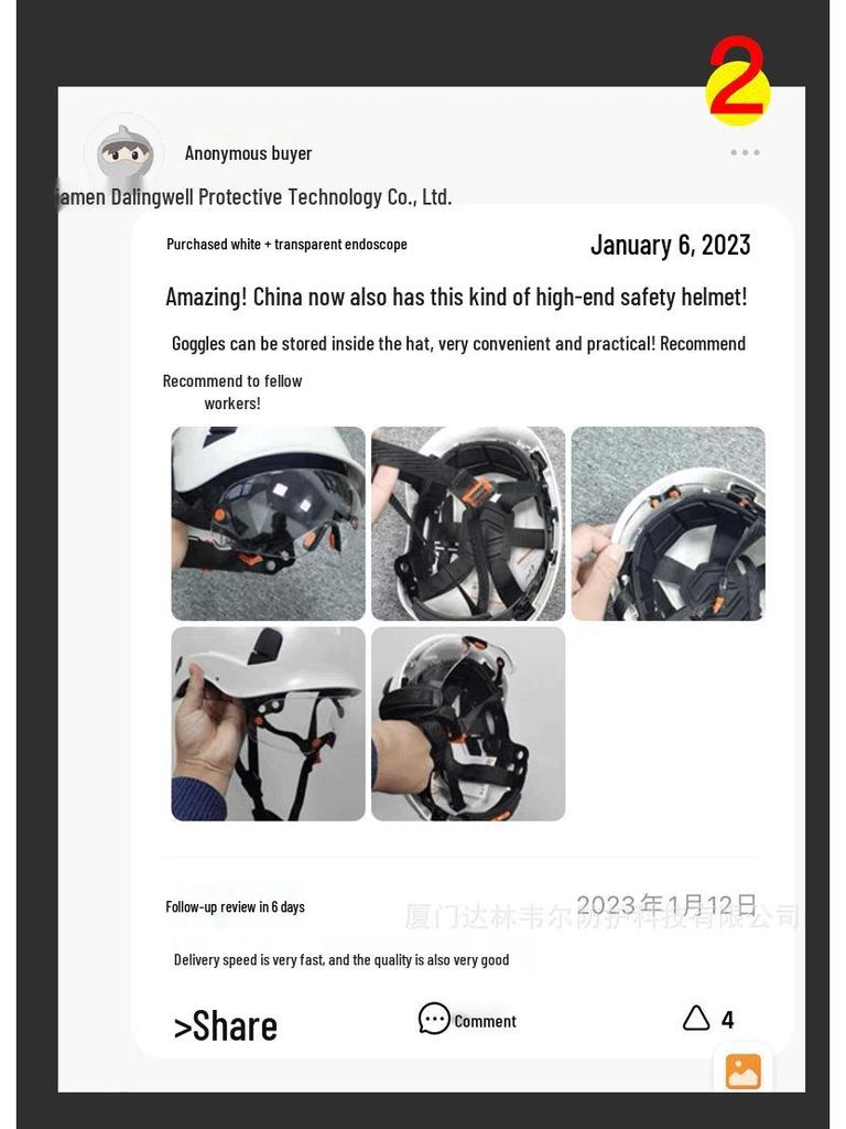 CE Anti-Smash Construction Safety Helmet with Dual Goggles, ABS Material, National Standard