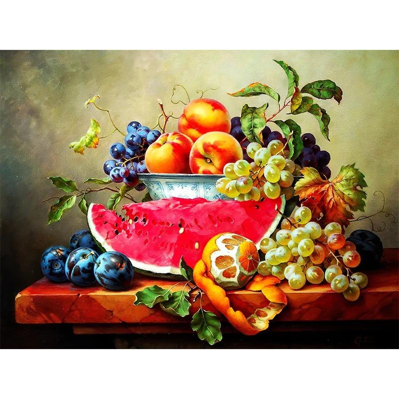 Nordyckie Warzywa i Owoce w Koszyku Plakat Kolorowa Sztuka Ścienna z Jedzeniem Obraz na Płótnie do Dekoracji Jadalni Kuchni Cuadros