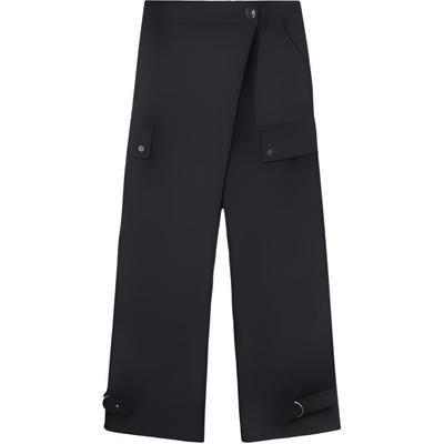 Li Ning Sports Basketball Series Asymmetrical Lace Solid Color Loose Straight Leg Sports Pants Women Bottoms Black AYKR794-2