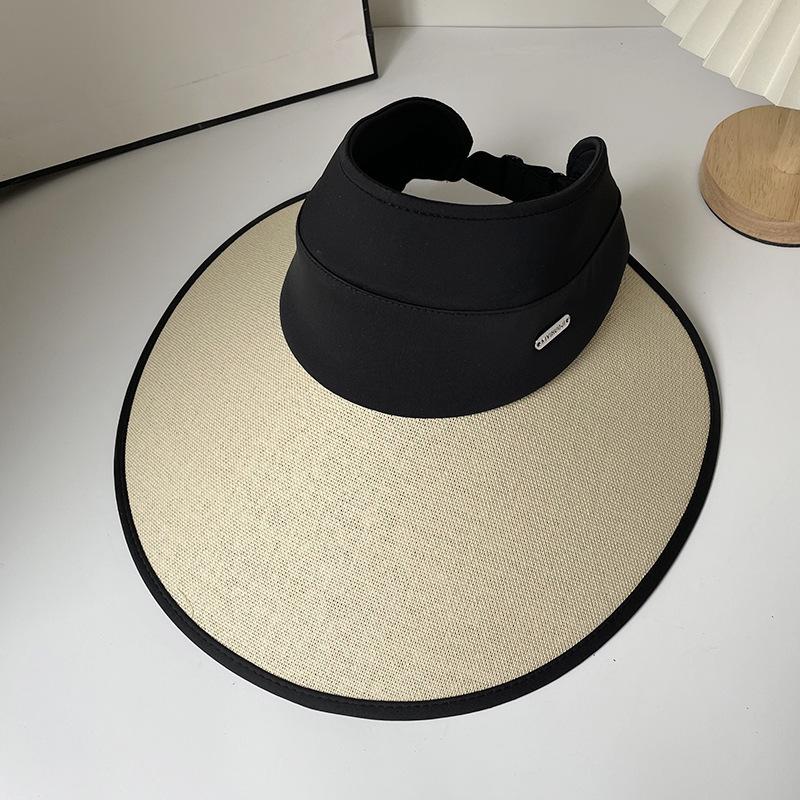 Sun protection cap Foldable sun hat Outdoor riding women's large brim Empty top cycling sun protection fisherman sun hat