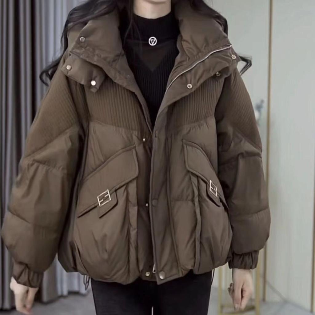 Down Cotton-padded Jacket, Short Loose and Thick Winter Small Warm Cotton-padded Jacket, Hooded Jacket