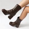 Women's high-heeled short boots autumn and winter new European and American style waterproof table thick heel solid color large size short boots