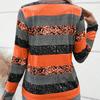 Long Sleeve Striped V-Neck Splicing Button Casual Top T-Shirt Women