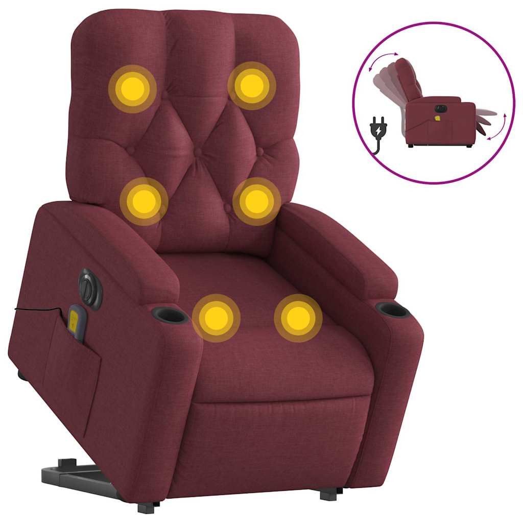 Vidaxl Lift-Up Massage Chair, Electric, Reclining, Red