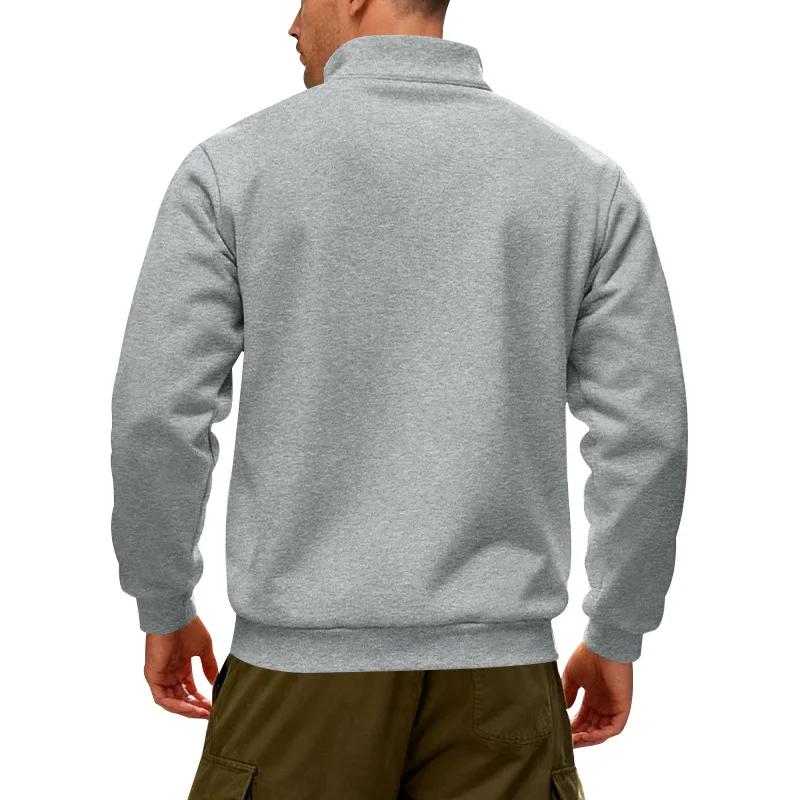 Winter Fleece Heavy Sweatshirts Loose Outdoor Men's Warm Half Zipper Stand-Up Collar Pullover Sports Hoodie Men