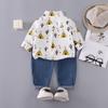 Boys' Cactus Print Long Sleeve Top & Casual Jeans Two-Piece Set
