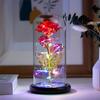Galaxy Rose Flower Artificial Flower Rose in Glass Dome with Butterfly Colorful LED Light Rose Gifts Idea for Women's Birthday Mother's Day Christmas