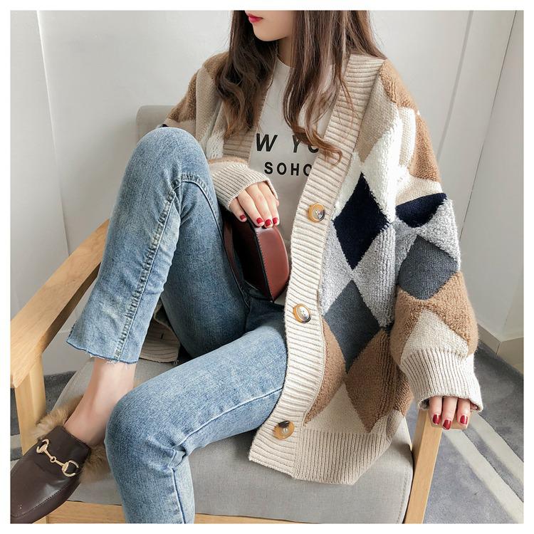 2020 Early Autumn Korean Style Loose Knit Cardigan for Women