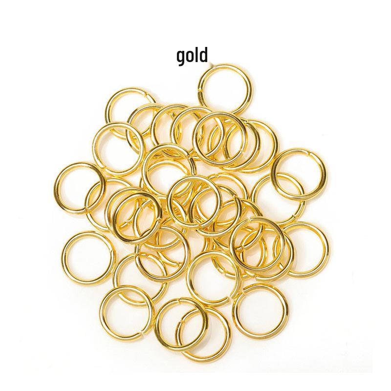 Color-preserving KC Gold Jump Rings: 200 Single Loop Flat Mouth Iron Connectors for DIY Bracelets & Necklaces