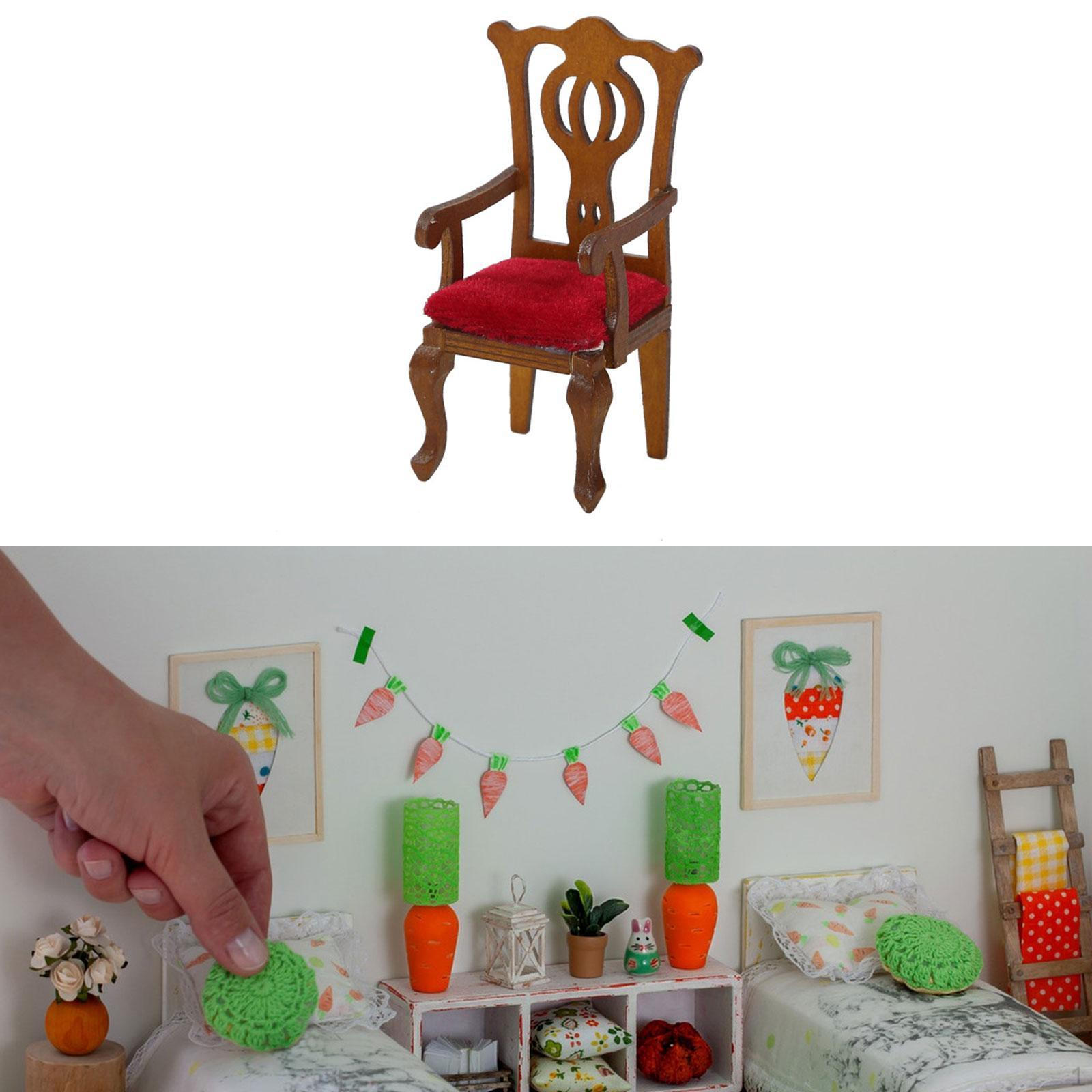 

1/12 кукольный домик деревянный стул DIY кукольные аксессуары жизненная сцена реквизит орнамент мебель игрушка модель