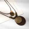 Mori Retro Ethnic Style Wooden Pendant Necklace Jewelry Bohemian Multi-Layer Stacked Long Necklace