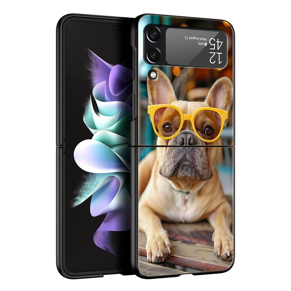 French Bulldog Dog Pet Phone Case For Samsung Galaxy Z Flip3 Flip4 Flip5 Case Shell For Z Flip 3 4 5 6 7 Hard Folding Back Cover