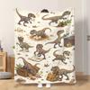 1pc Flannel Blanket Dinosaur Daily Fun Activities Lightweight Soft Comfortable And Warm Shawl/Nap Blanket/Sofa Blanket Suitable Fo