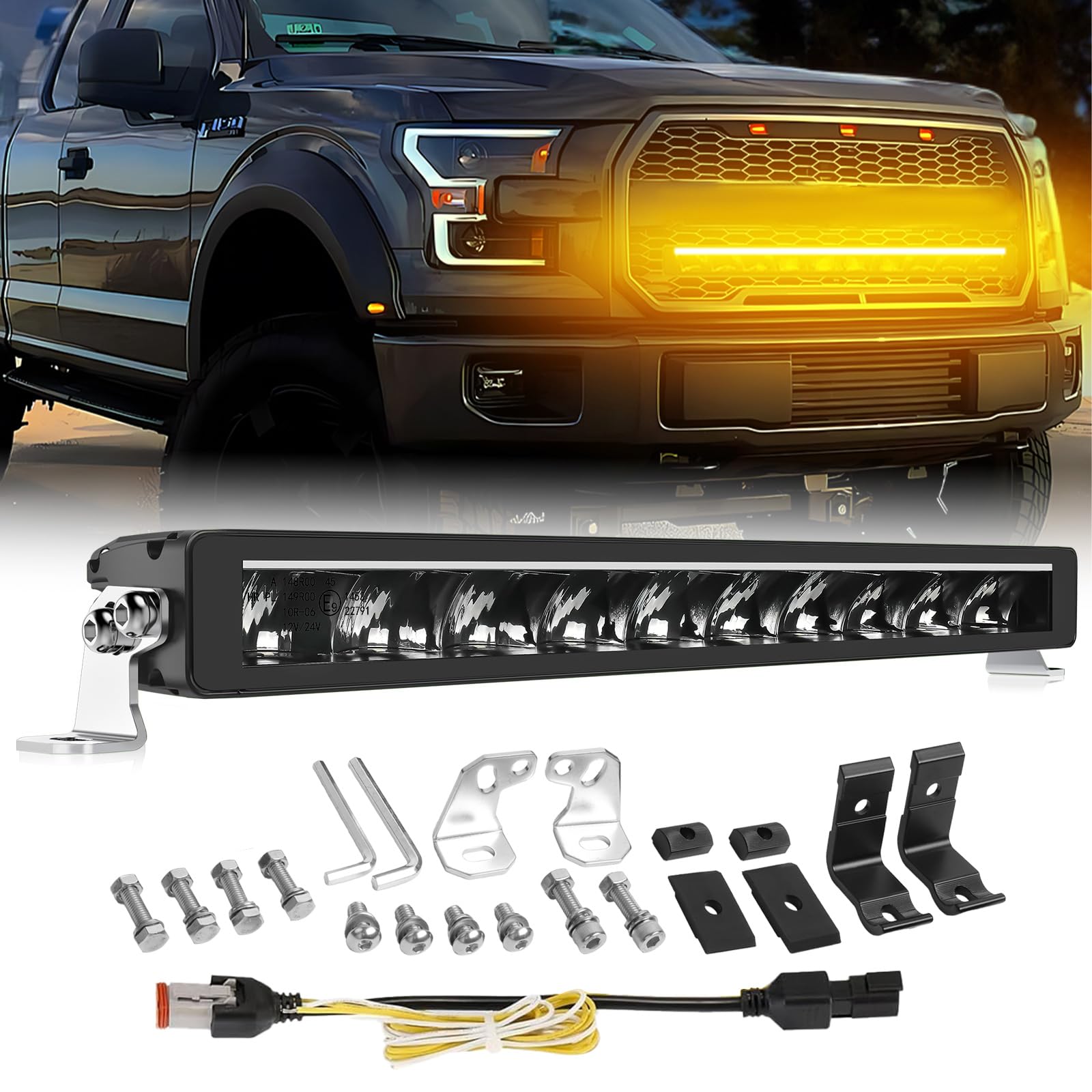 

BraveWAY LED Light Single Slim Single Row Driving Combo Beam Work Light with Mounting Brackets and Reflectors for and UTVs Bar, 21-inch Off-Road белый