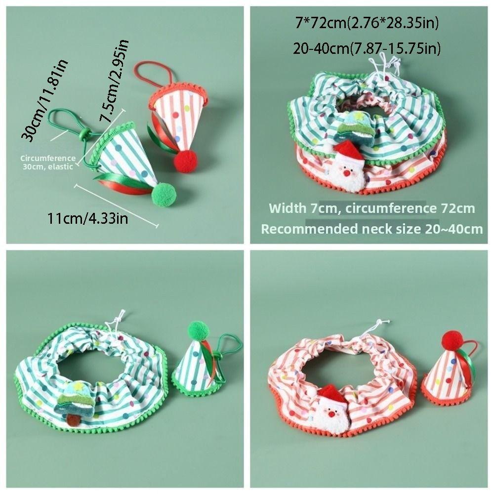 Pet Supplies Cute Christmas Pet Striped Scarf Cotton Adjustable Pet Collar Set Washable Cartoon Pet Bibs Gift