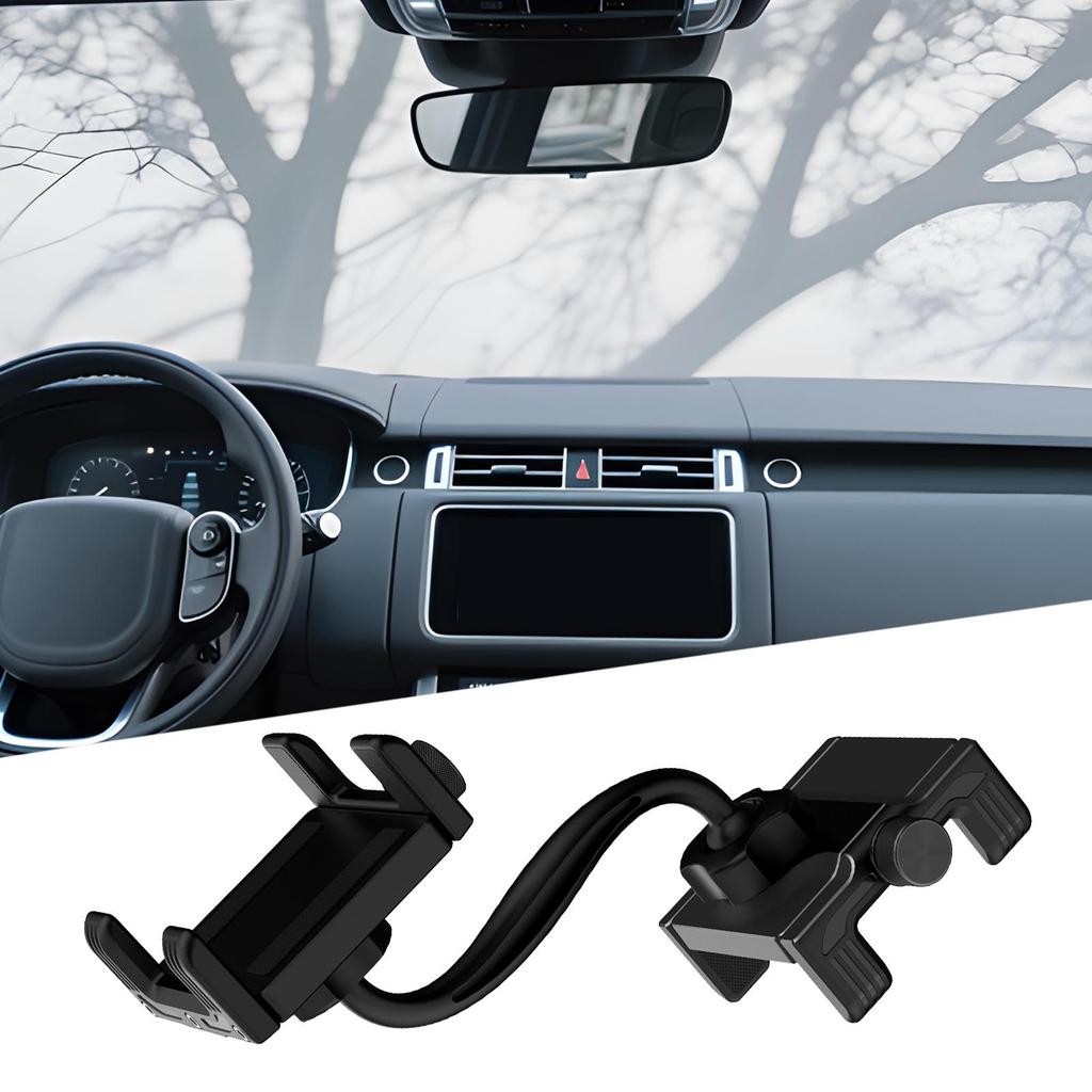 Double Clip Rearview Mirror Phone Mount Car Rearview Mirror Adjustable Rotating Phone Holder Clip For Dashboard Motorcycles