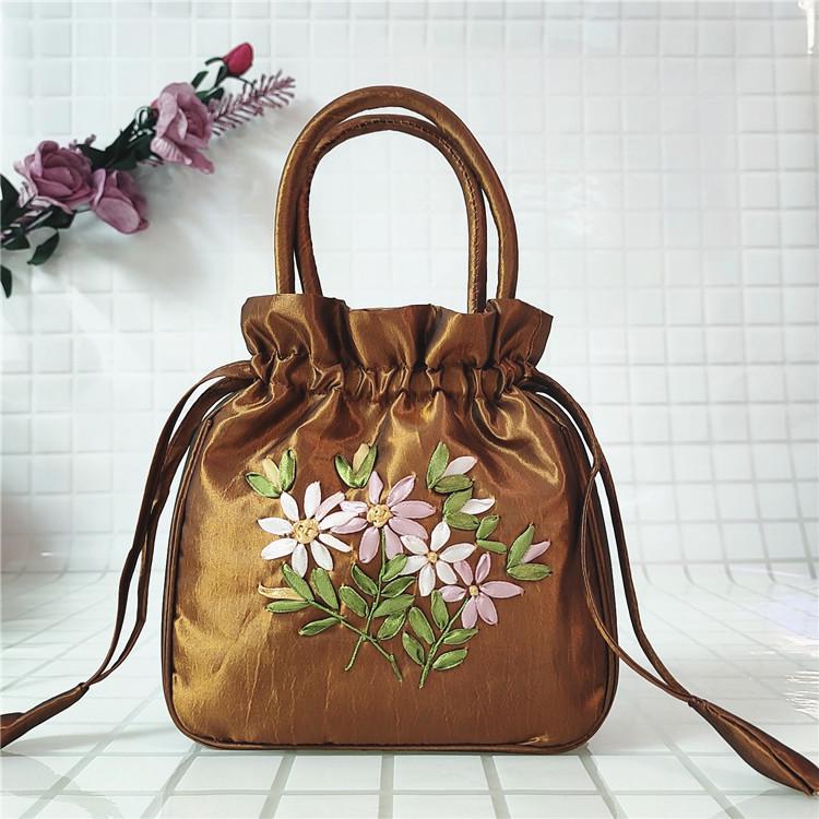 Women's Ethnic Embroidered Small Handbag: Clutch, Mommy, Bucket, Hanfu, and Phone Bag with Drawstring