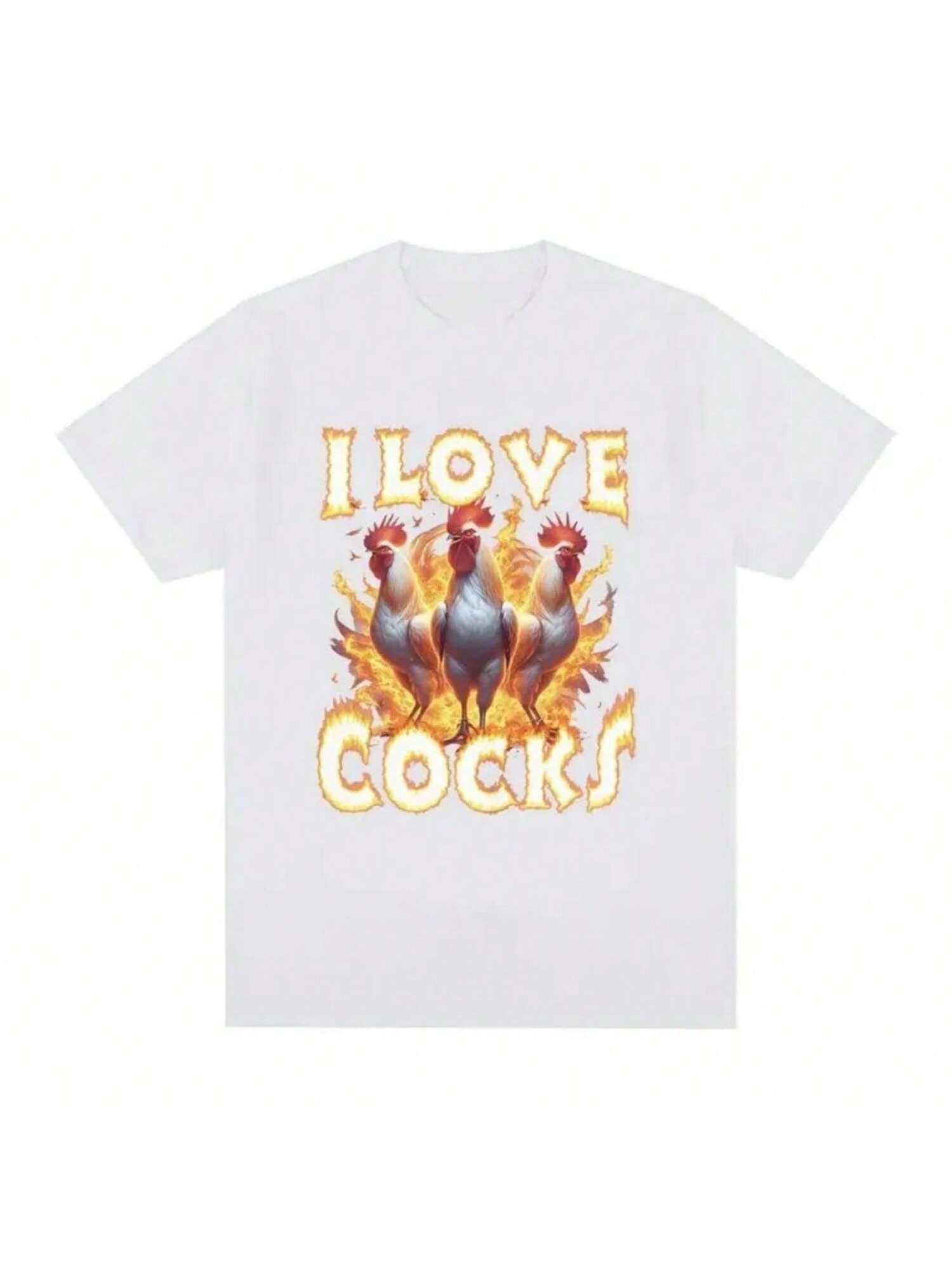 I Love Cocks Roosters Funny Meme Coton T-Shirt Chicken Lovers Short Sleeved T-Shirt Women s Fashion T-Shirt Street Clothing S разноцветный