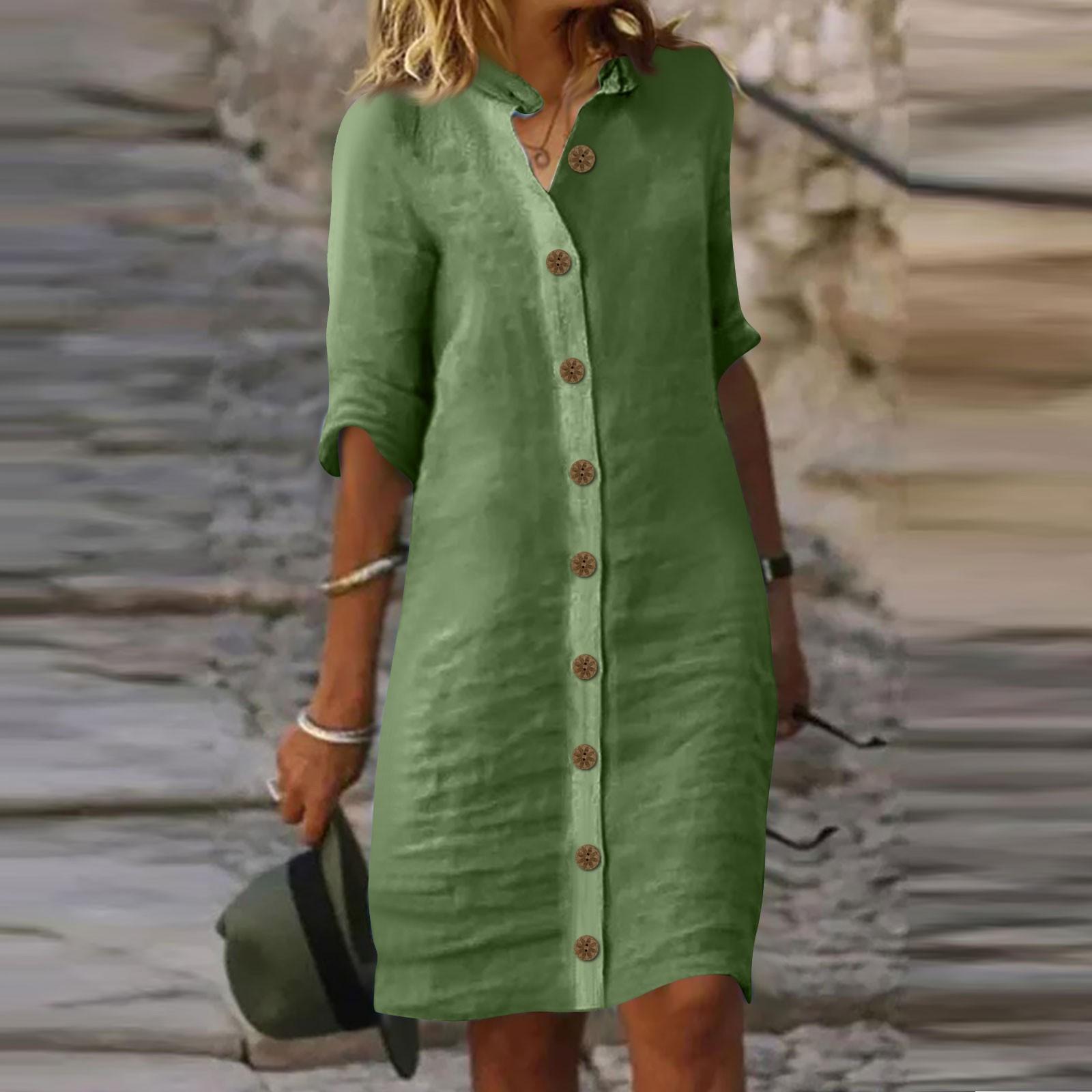 Женское платье с рубашкой и рукавами миди — фото 9