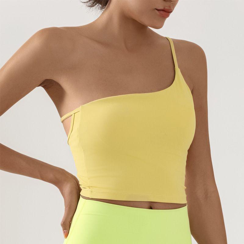

Export Yoga Vest Female Back Shaping Padded Elastic Quick-Drying Sports Running Quick-Drying Gym Dance Sling Tops Goose yellow L
