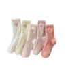 Women's Autumn & Winter Warm Mink Velvet Sleep Socks with Heart Embroidery