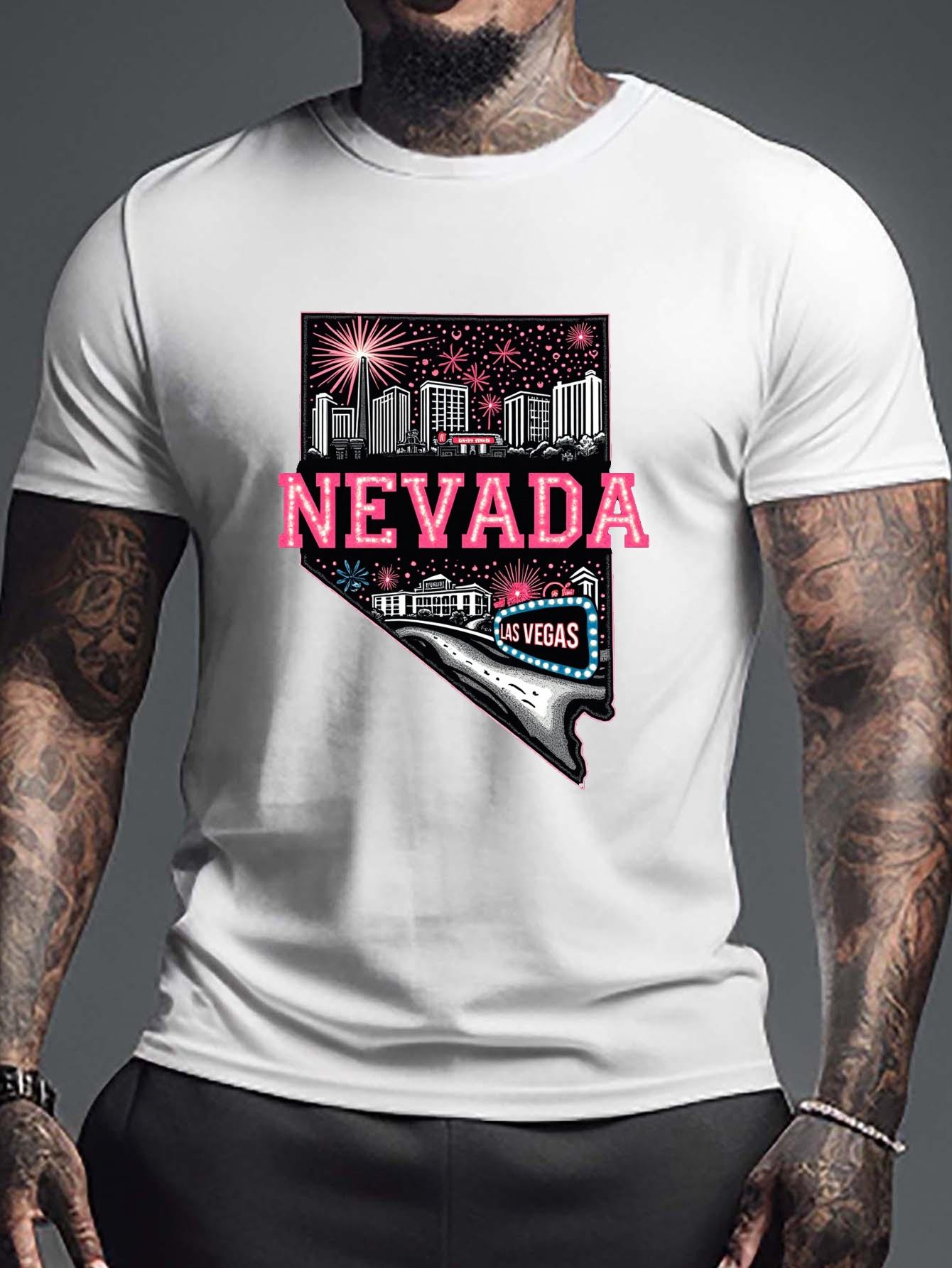 Plus Size T-shirt - Nevada State with Las Vegas Icons XXXL