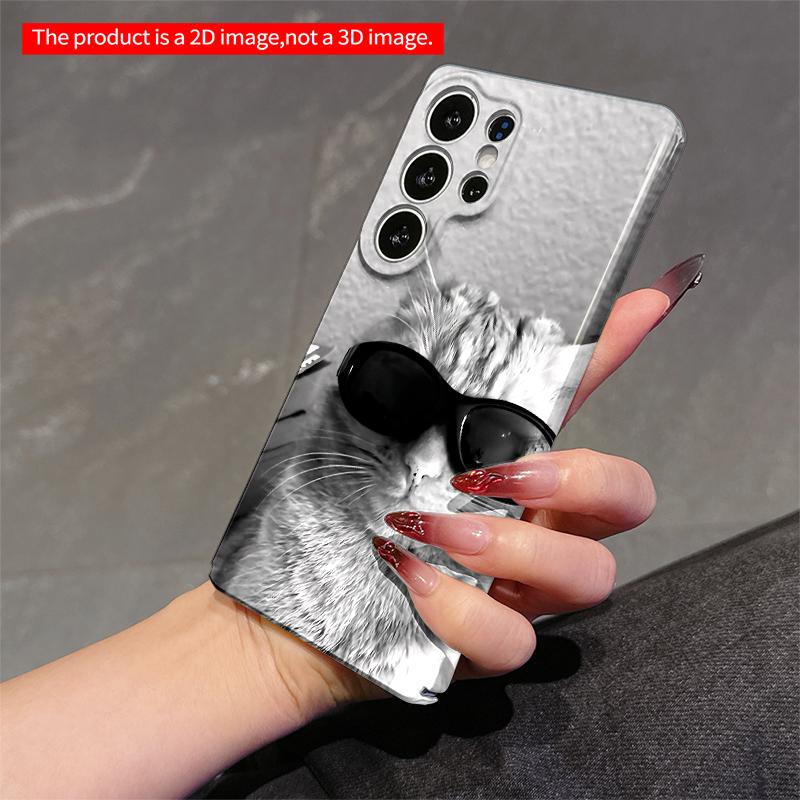 2DFlat Samsung phone case Sunglasses Cat Black & White Phone Case Applicable to Galaxy S22 S23 S24 S25ULTRA S26 A12 A13 A14 A15 A16