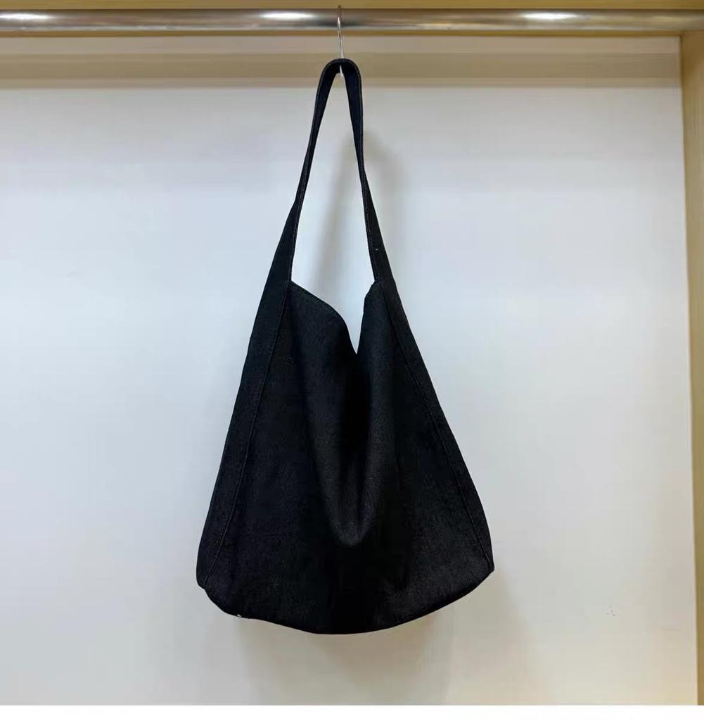 Small dirty cabinet, niche denim canvas bag, casual simple cloth bag, large capacity student shoulder tote bag