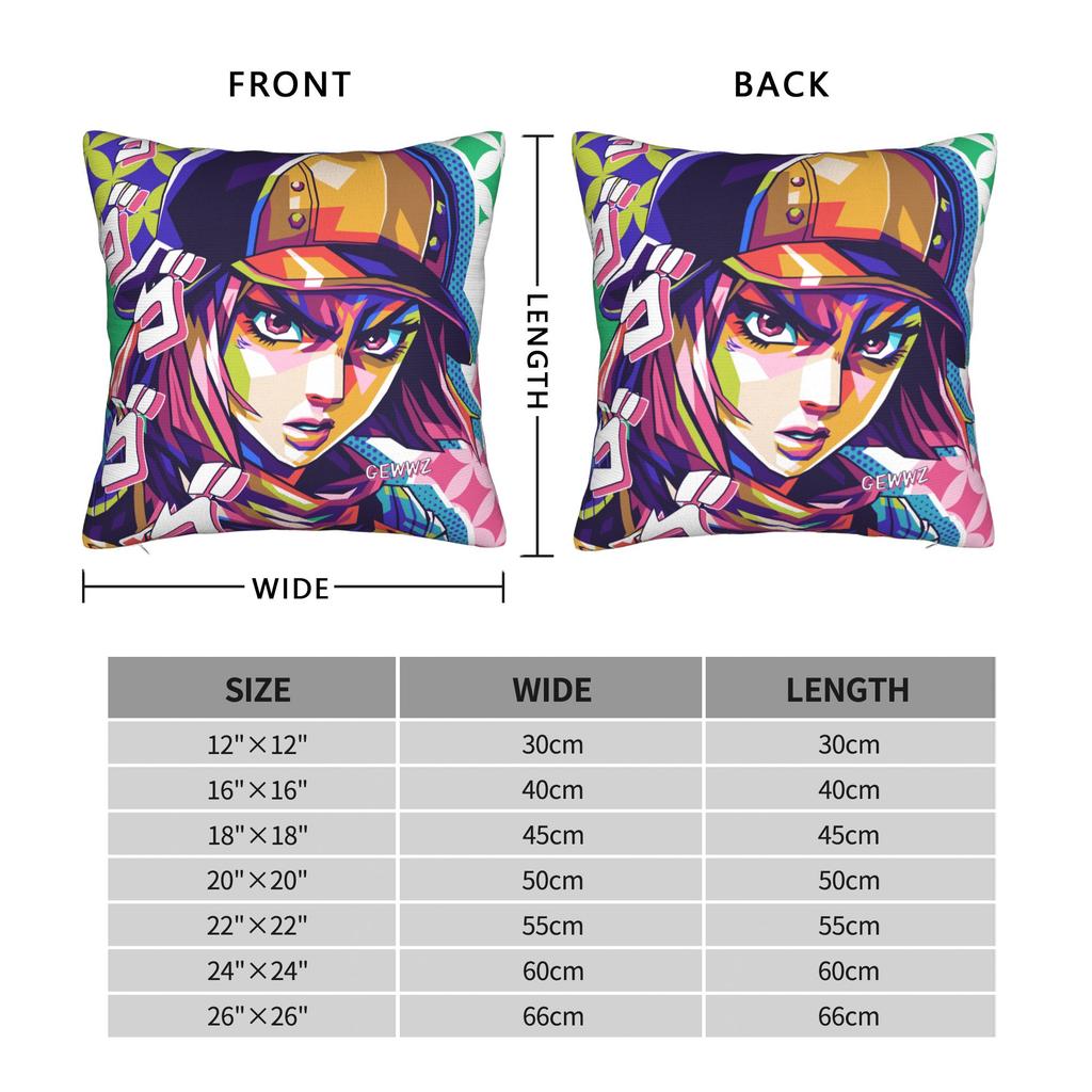 Jojo Steel Ball Run Pillow Cover Soft Cushion Cover Kawaii Pillow Case For Sofa Couch Bed Living Room