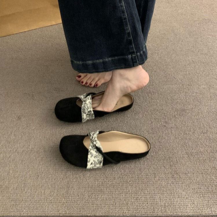 Summer new Baotou women's pig's trotters half slippers women wear gentle and cool slippers outside summer