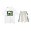 Li-Ning Fashion Logo Print Round Neck Short Sleeve T-Shirt Comfortable Versatile Skin-Friendly Shorts Casual Sports Suit AHSU999-1+YKSV129-1