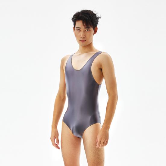 Herren Overall Sexy Skinny Ärmellos Seidig Hohe Elastizität Nachtwäsche Einfarbige Herren Bodysuit Glatte Unterwäsche Tägliche Kleidung