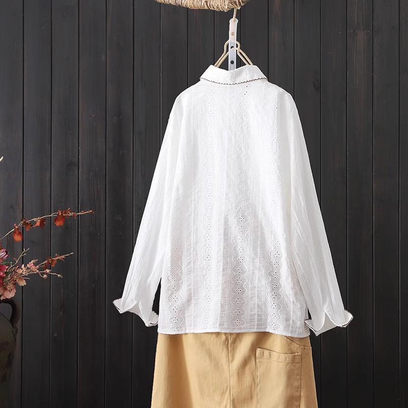 2026 Spring Korean Style Chic Women's Embroidered Outline Shirt