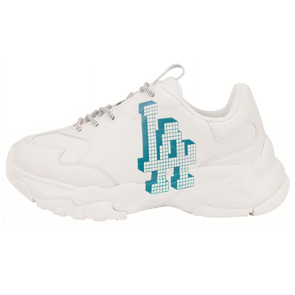 New MLB Big Ball Chunky La Anti Slip And Wear Resistant Lightweight Low Top Chunky Sneakers Unisex White Blue 32SHCD111-07I