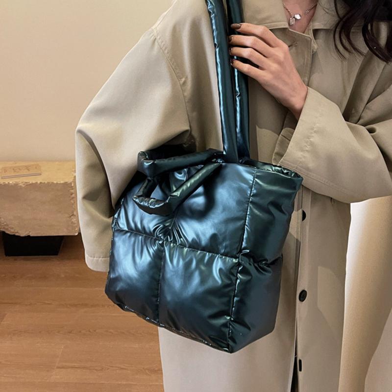 Large Capacity Underarm Bag Fashion Quilted Women Shoulder Bag Designer Space Padded Cotton Handbag Luxury Puff Shopper Tote