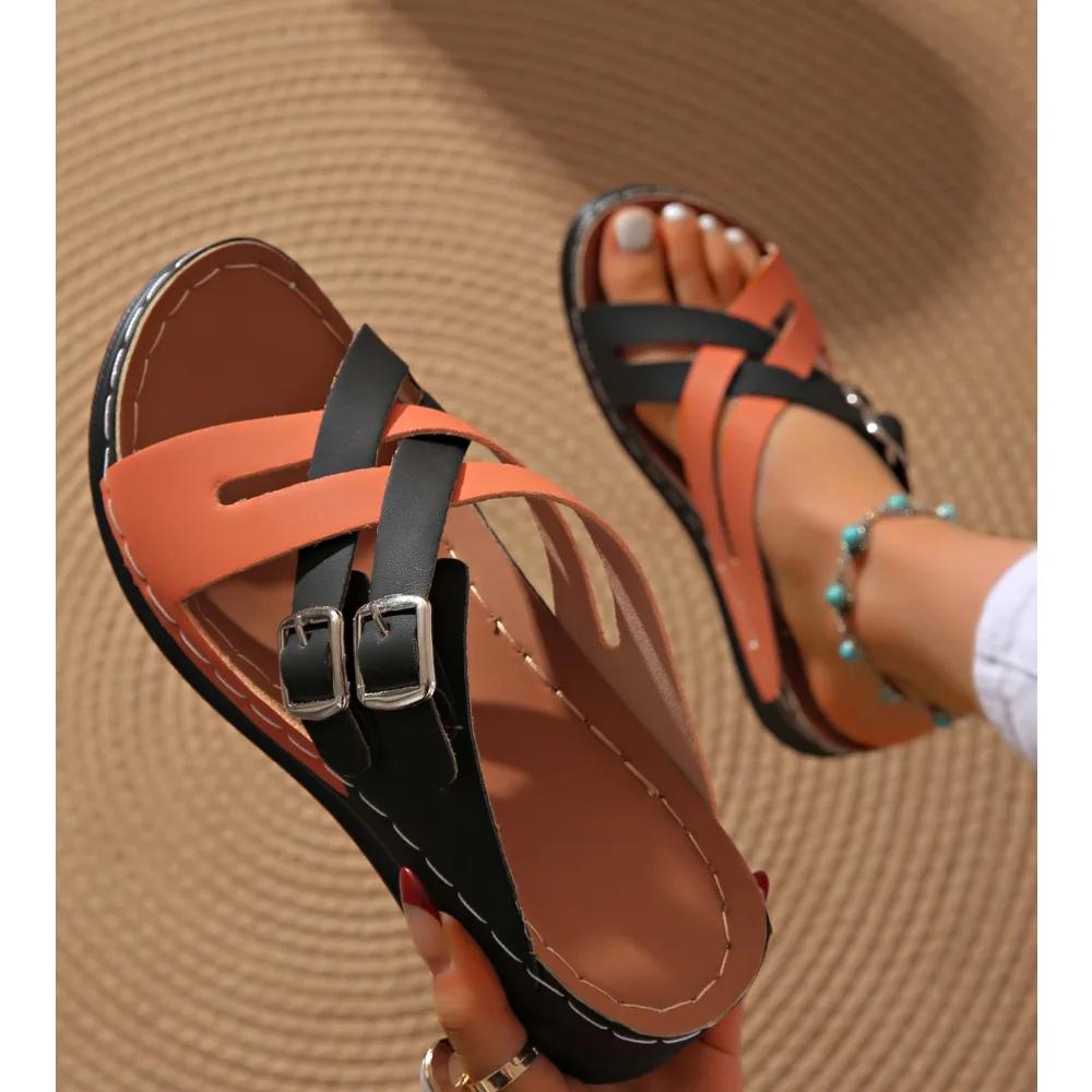 Fashion New Women Slippers Lightweight Comfortable Wedge Sandals Open Toe Anti-Slip Slippers Casual Female Platform Retro Shoes Slides