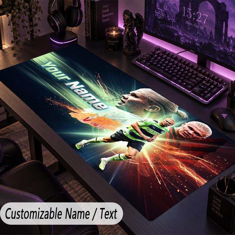Large Mouse PadErling Haaland Custom Name Text Personalized Desk Mat Non Slip Gaming Pad