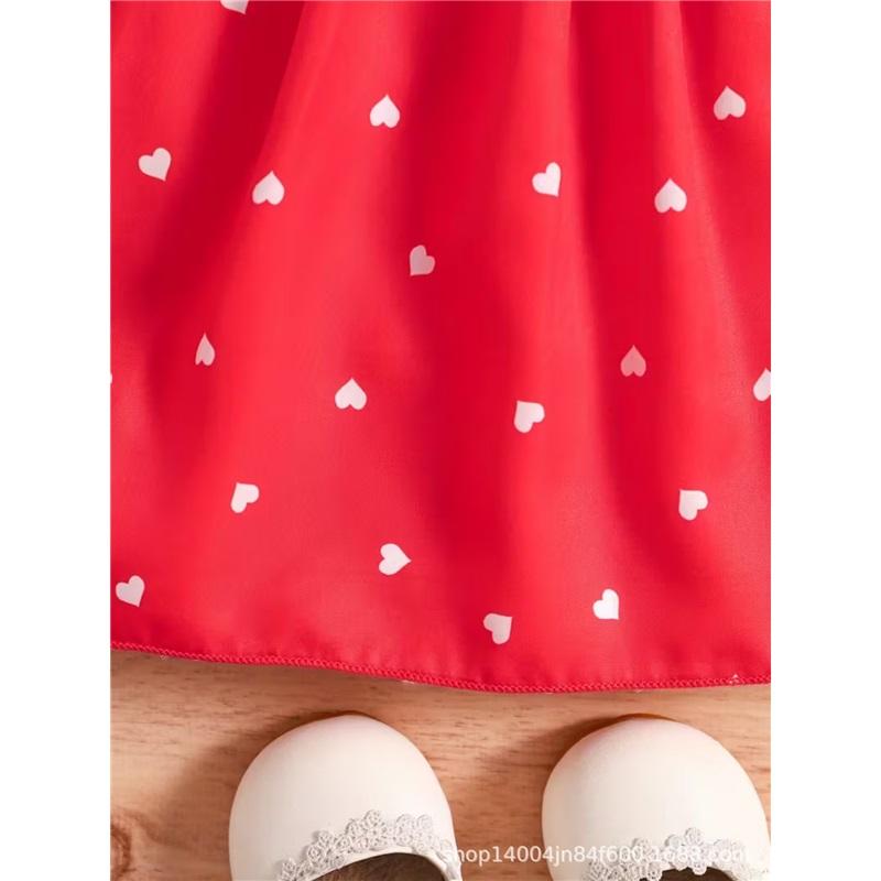 0-3 Years Old Girl Fashion Princess Dress Summer Children's Cute Heart-shaped Print Dress With Hat