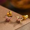 Bling CZ Stone Butterfly Stud Earrings for Women Girls, Trendy Gold Color Anti Allergy Metal Cubic Zirconia Ear Jewelry