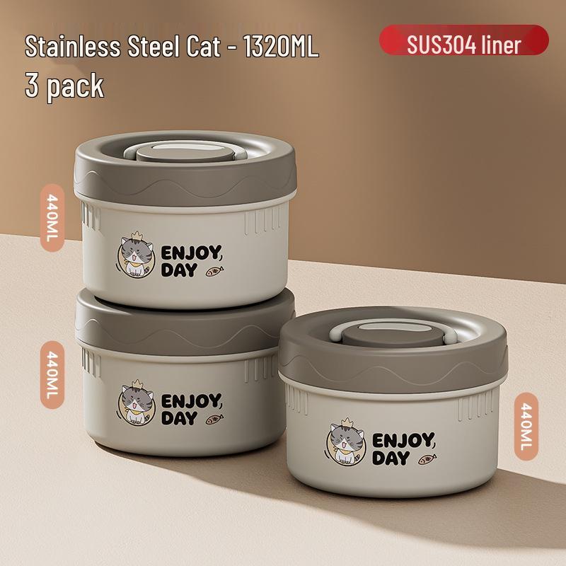 304 Stainless Steel Insulated Japanese-Style Bento Lunch Box - Microwaveable for Office Workers and Students