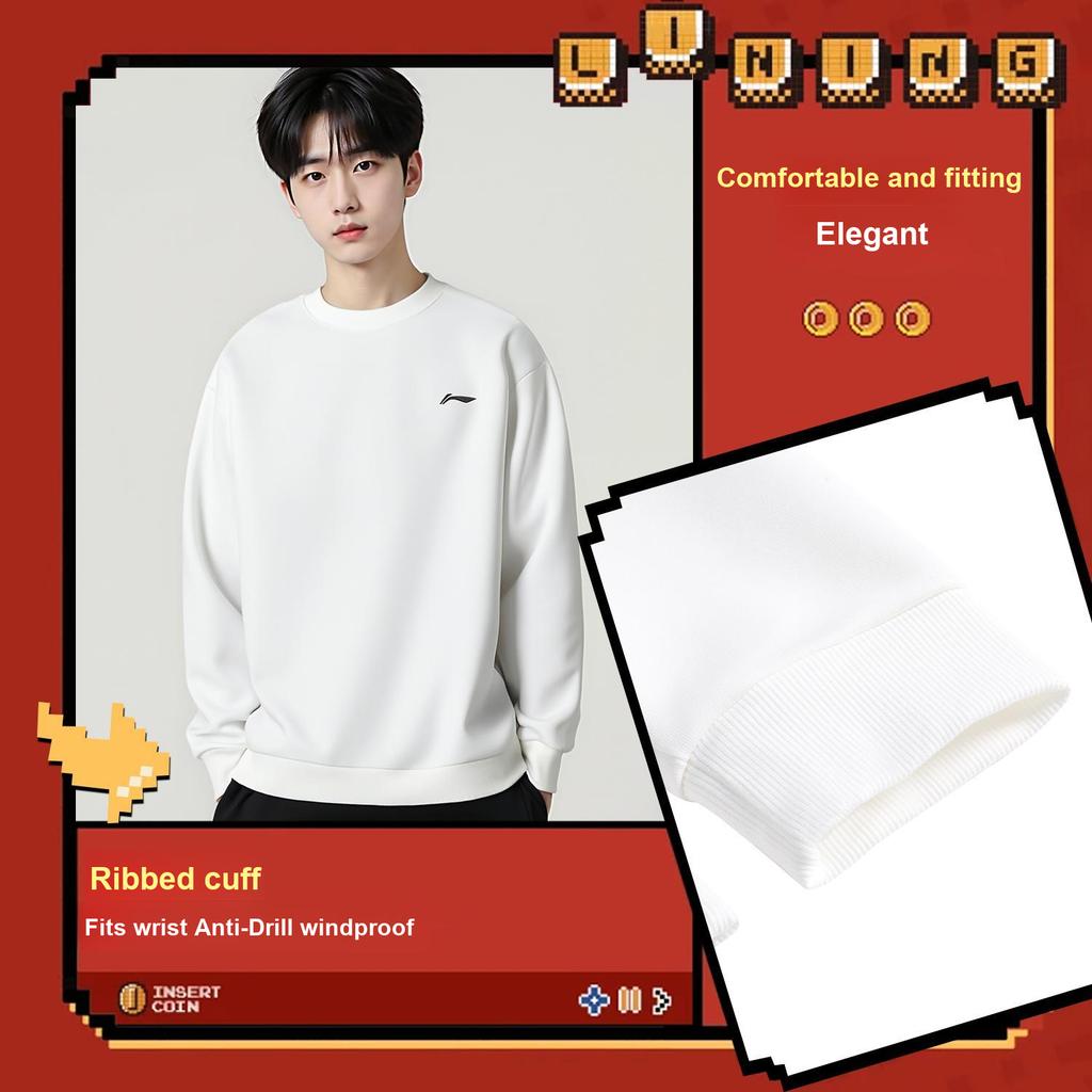 Li Ning Pullover Versatile Fashion Sports Lifestyle Comfortable Trendy Vitality Simple Sweatshirt Unisex sweatshirt AWDVG77-2