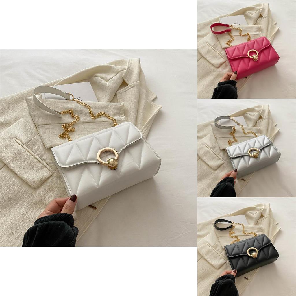 Gold Buckle Crossbody Bag For Women Summer Small Square Fashion Chain Shoulder Purse For Daily Use